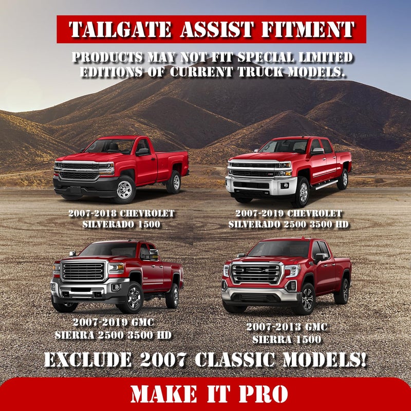 KitsPro Truck Tailgate Assist for Chevy Silverado and GMC Sierra 1500 2500 3000 Non-Classic Models 2007-2018 and 2500 3500 HD 2019 Truck Accessories Tailgate Damping Strut, Pack of 1 - Image 3